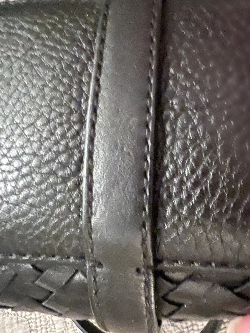 Cole Haan Village Weave Black Pebbled Leather Bag with Antiqued Brassy Trim
